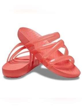Crocs Splash Strappy Women's Sz 9 Slide Sandals in Neon Watermelon Coral Salmon